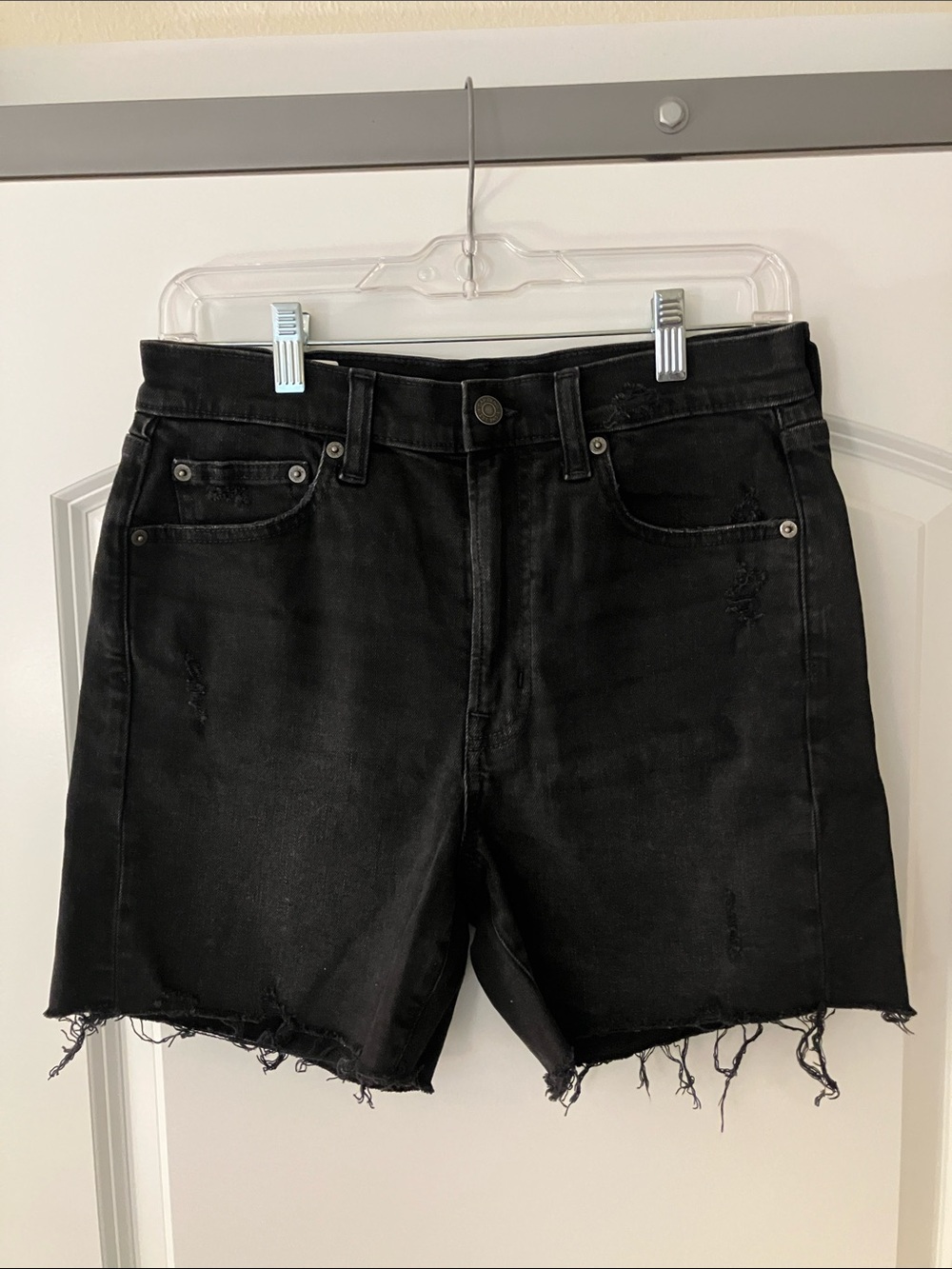 GAP Black Distressed Denim Cutoff Shorts